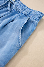 Reina Casual Chambray Drawstring Shorts