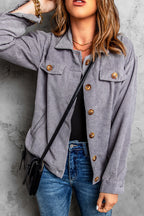 Shaunna Ribbed Corduroy Long Sleeve Jacket with Pocket