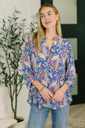 Lizzy Top in Royal Blue Paisley