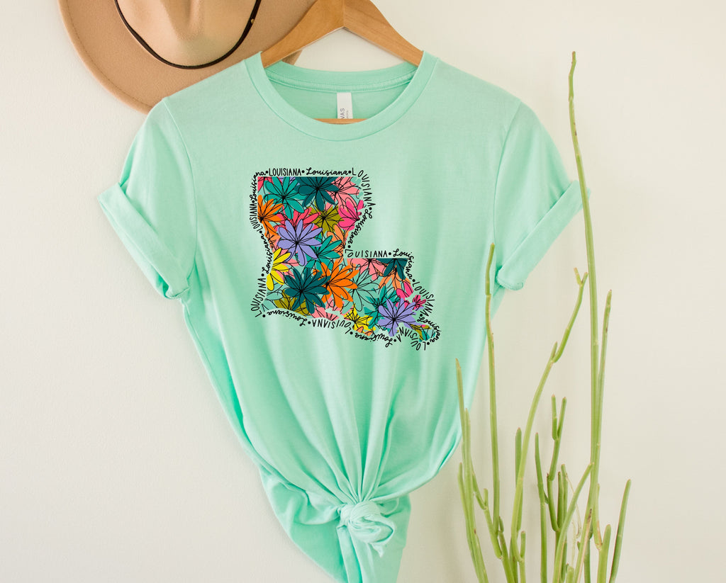 Wholesale Louisiana Floral Graphic Tee - Kelly Green