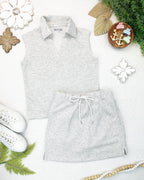 IN STOCK Luxe Collar Tank/Skort Set - Heathered Neutral