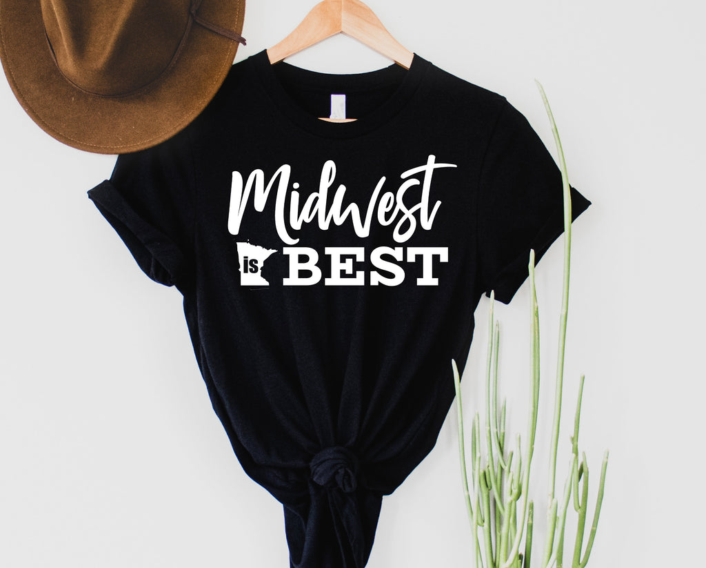 Wholesale MN Midwest is Best Graphic Tee - Black