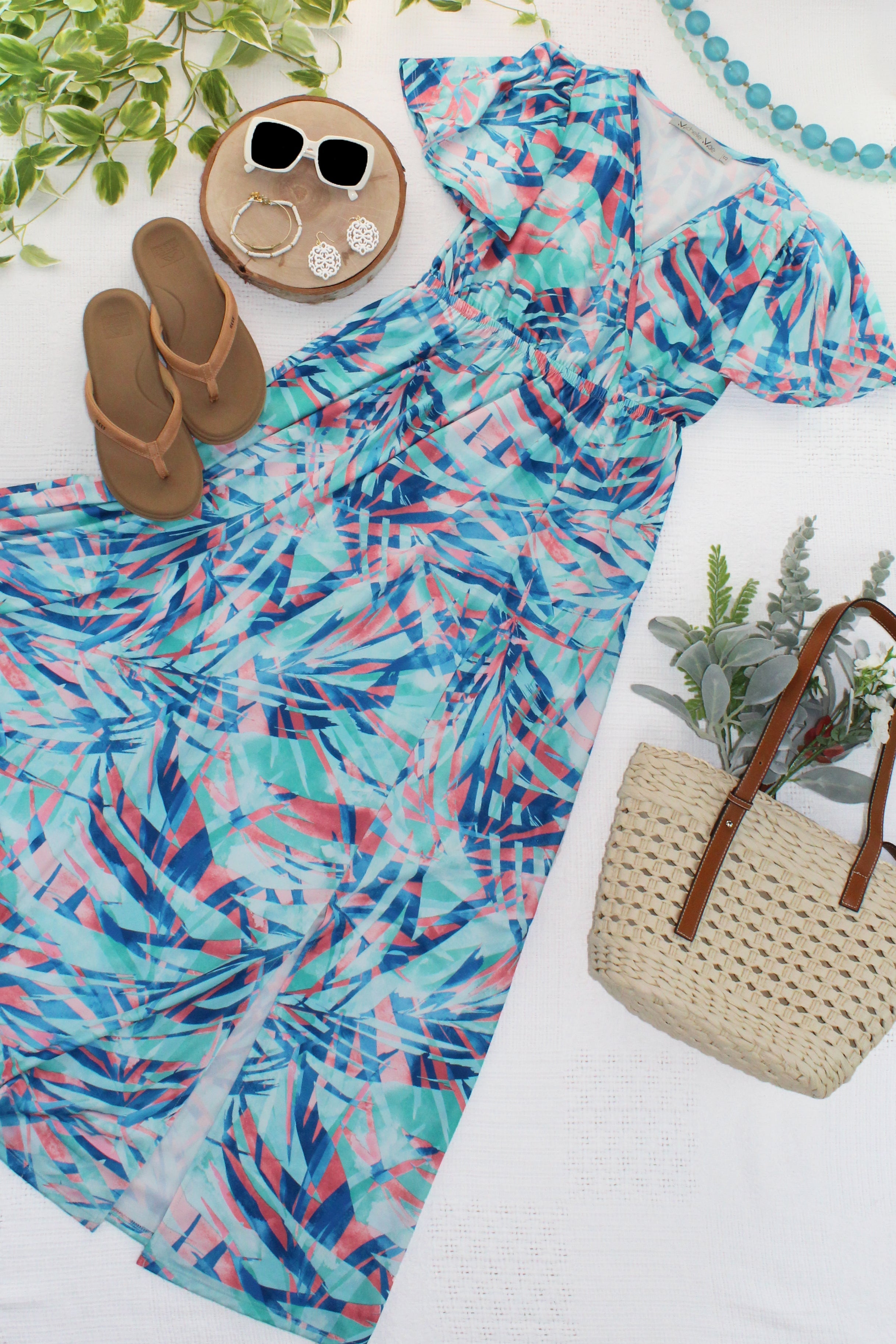 IN STOCK Millie Maxi Dress - Abstract Aqua Breeze FINAL SALE
