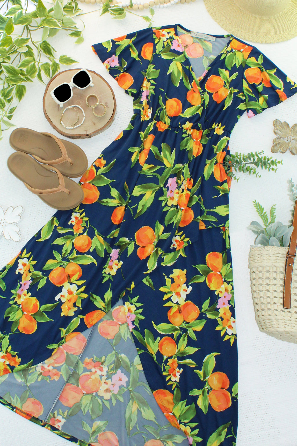 IN STOCK Harley High-Low Dress - Navy Citrus FINAL SALE