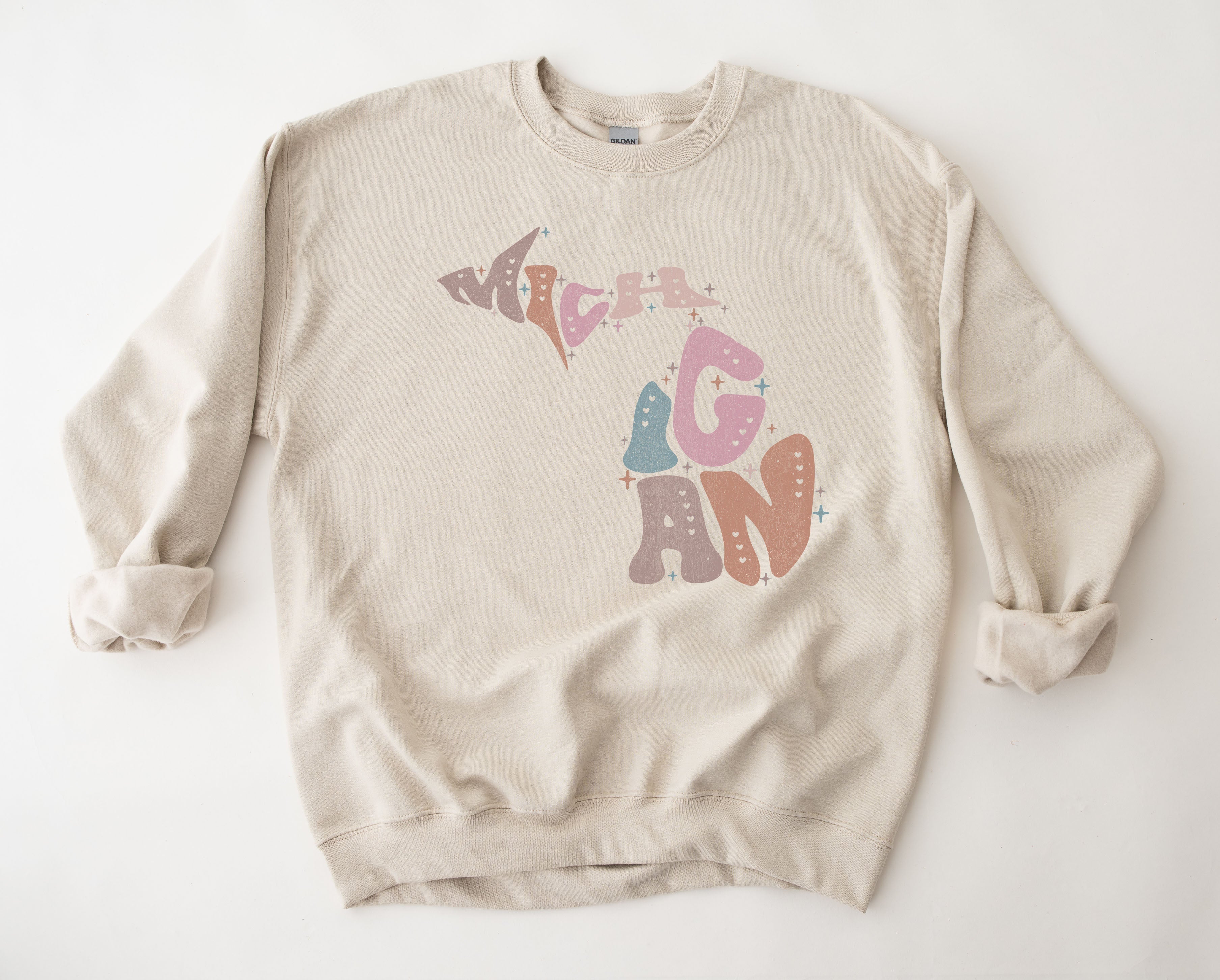 Wholesale Pastel Michigan Graphic Tee - Sand Sweatshirt