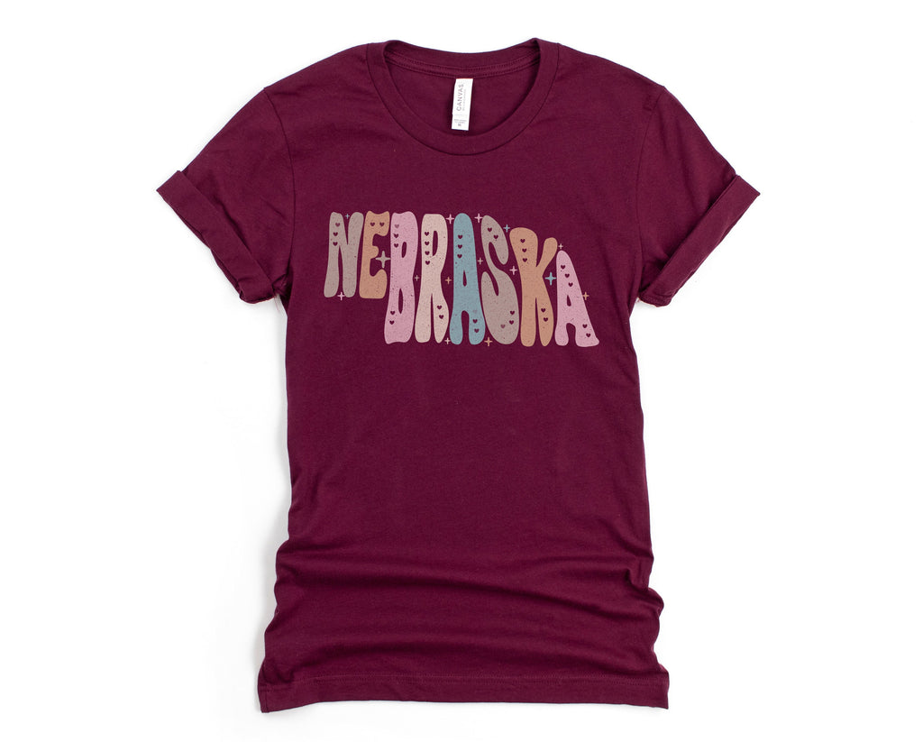 Wholesale Pastel Nebraska Graphic Tee - Navy