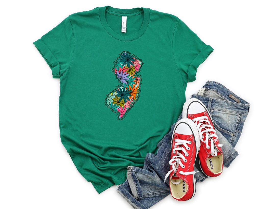Wholesale New Jersey Floral Graphic Tee - White