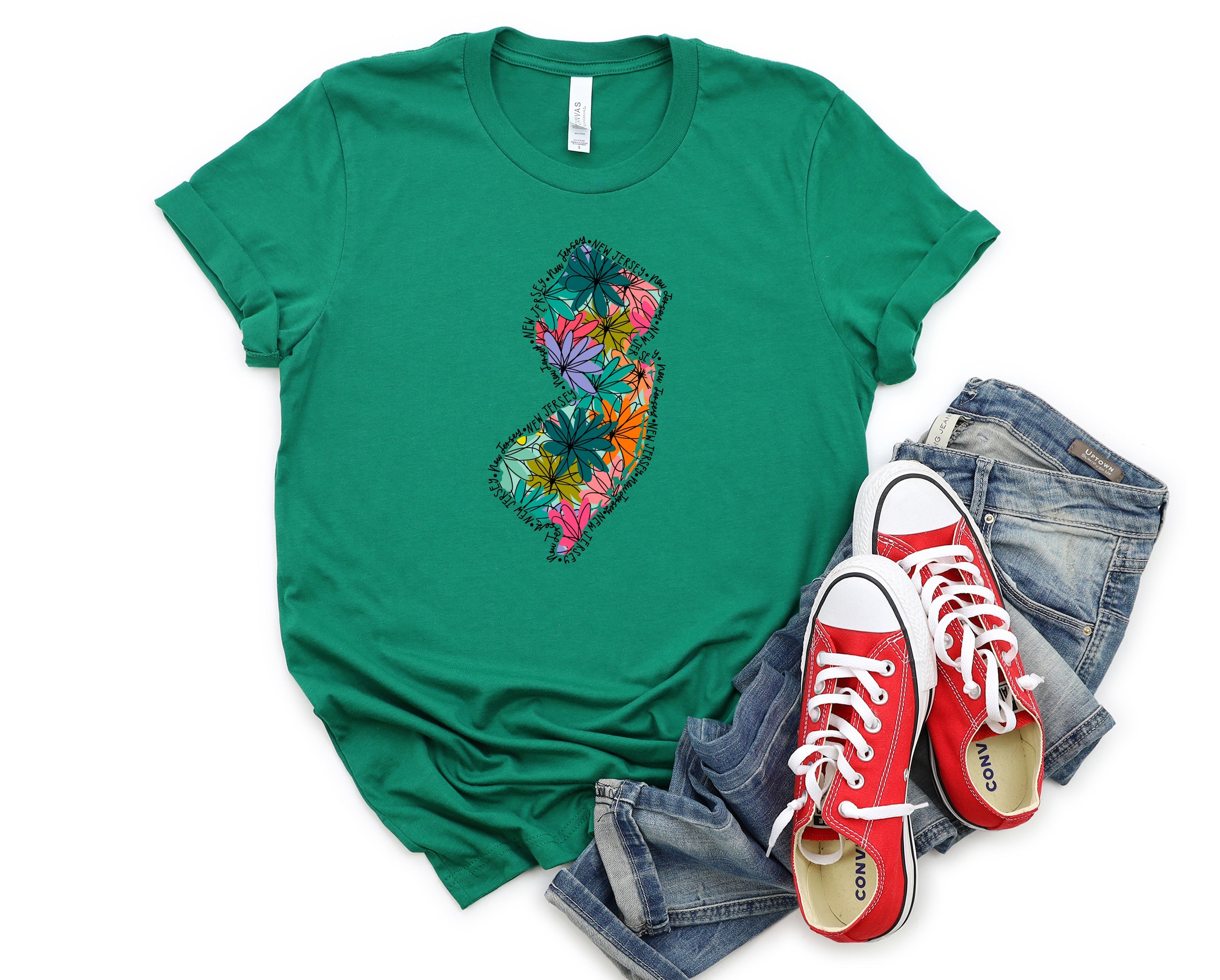 Wholesale New Jersey Floral Graphic Tee - White