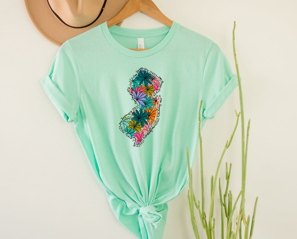 Wholesale New Jersey Floral Graphic Tee - Kelly Green