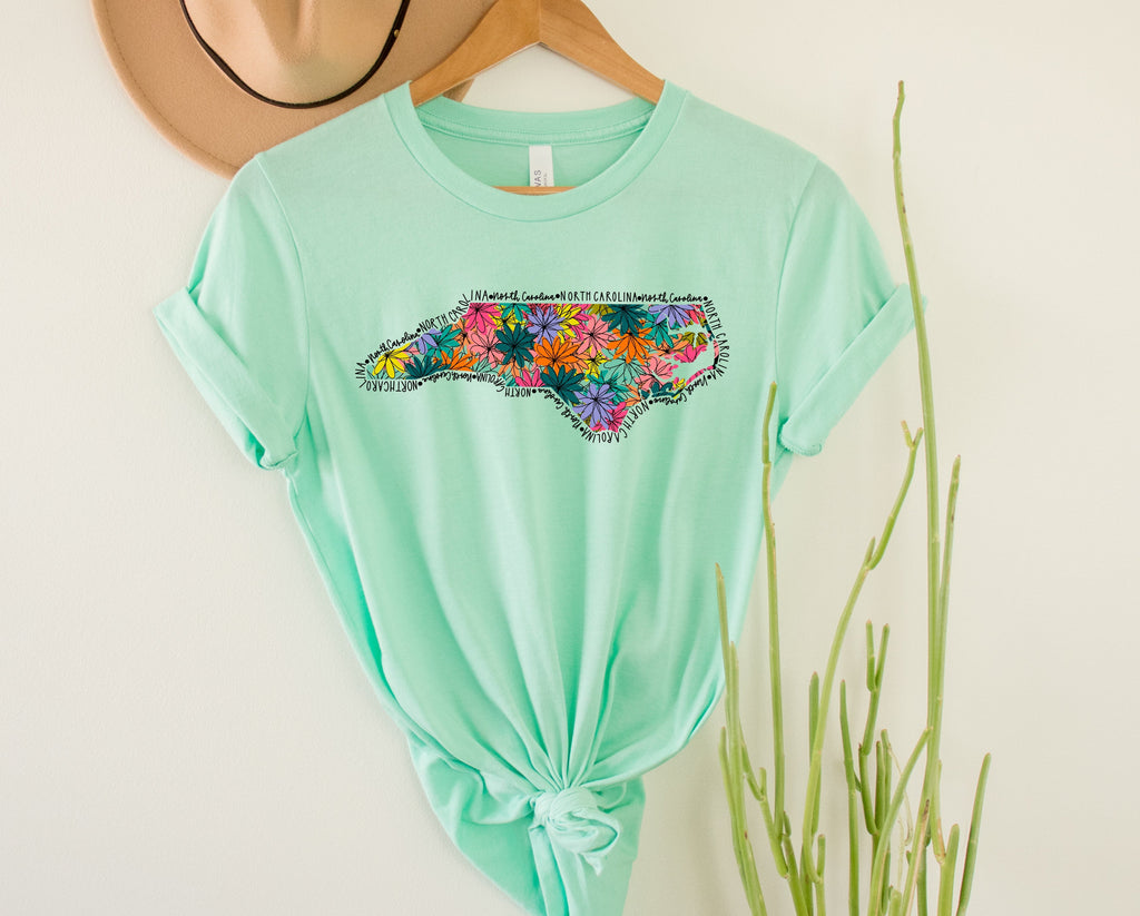 Wholesale North Carolina Floral Graphic Tee - Kelly Green