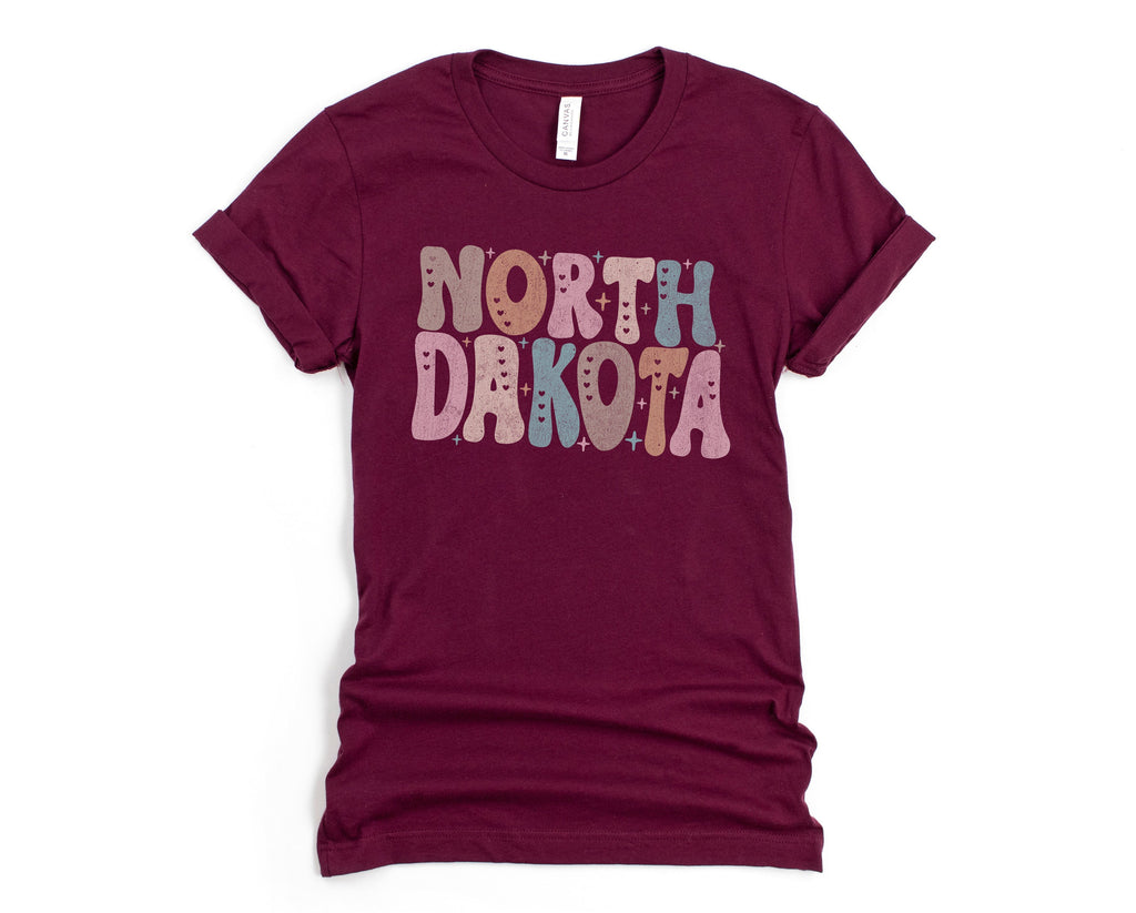 Wholesale Pastel North Dakota Graphic Tee - Navy