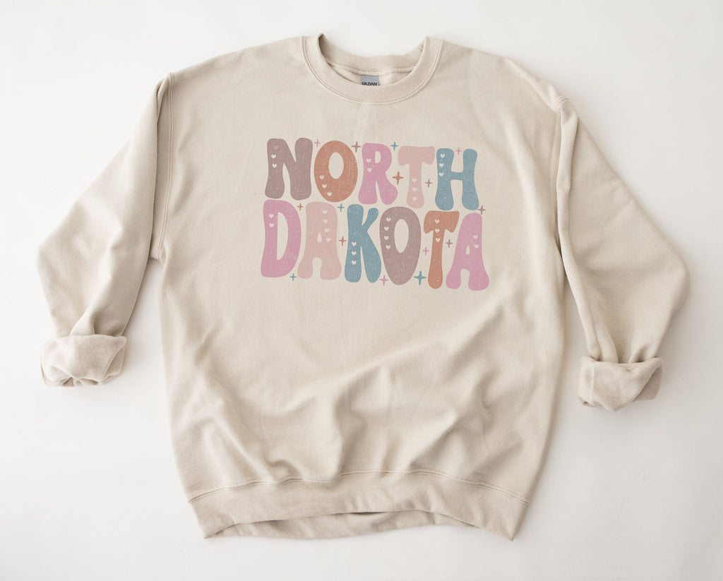 Wholesale Pastel North Dakota Graphic Tee - Maroon
