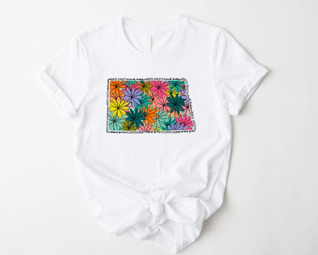 Wholesale North Dakota Floral Graphic Tee - Mint