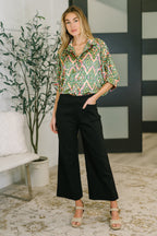 Optical Illusion Button Up Blouse