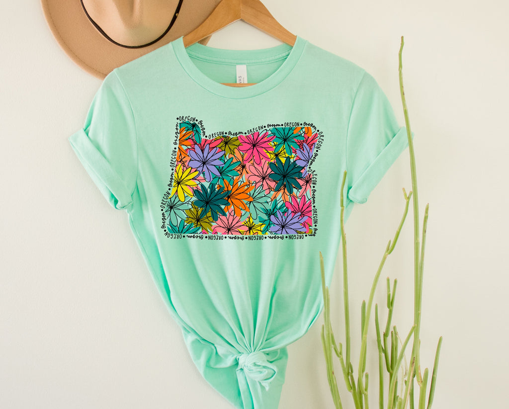 Wholesale Oregon Floral Graphic Tee - Kelly Green