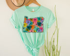 Wholesale Oregon Floral Graphic Tee - Kelly Green