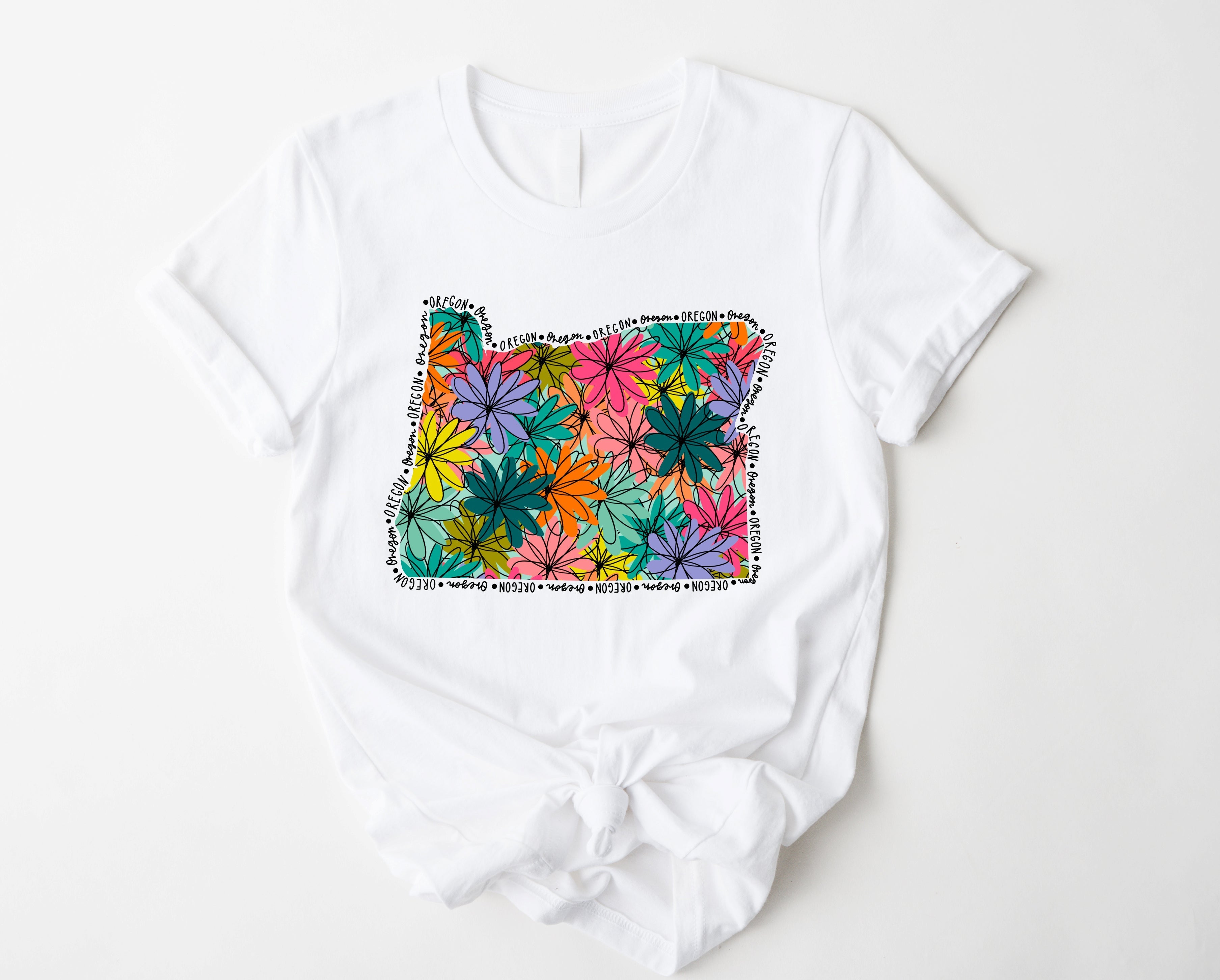 Wholesale Oregon Floral Graphic Tee - Mint