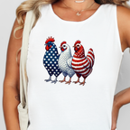 Wholesale Patriotic Chickens Graphic Tee - CC White Tank Top