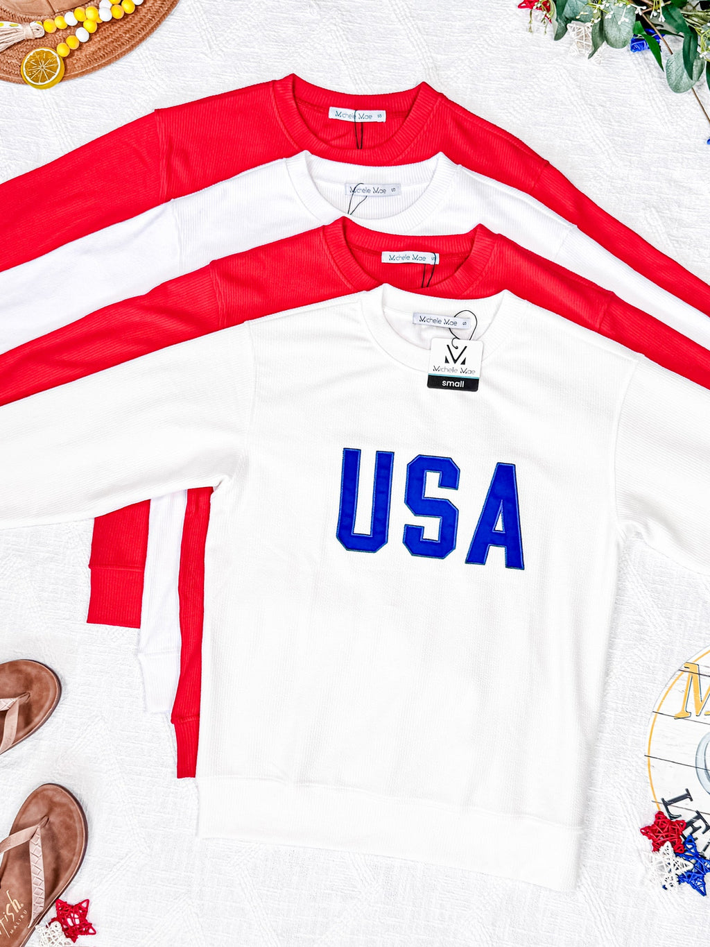 IN STOCK Corrine Embroidered Pullover Top - Patriot at Heart FINAL SALE