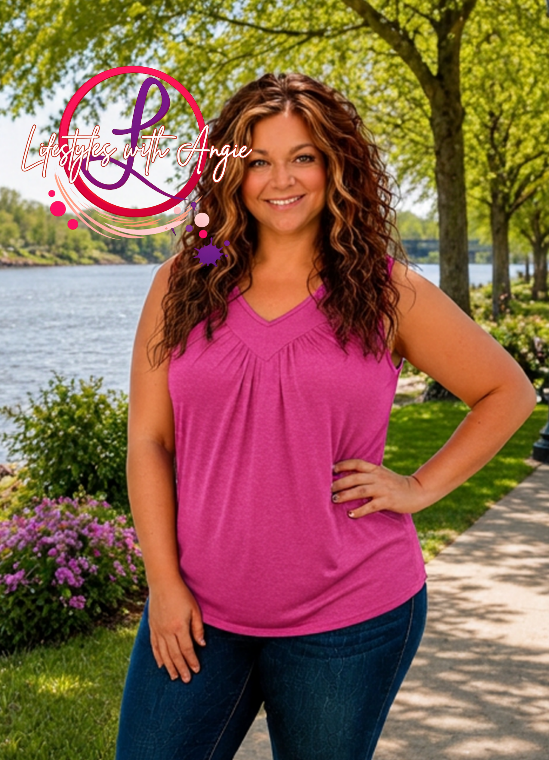 Veda- V Neck Tank- Plus Size