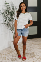 Pinkies Up Knit Top in White