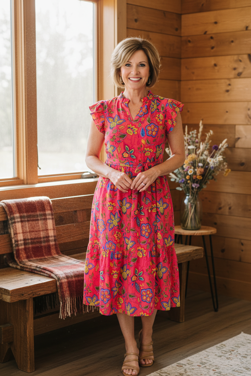 Polished and Pretty Waist Tie Tea Dress