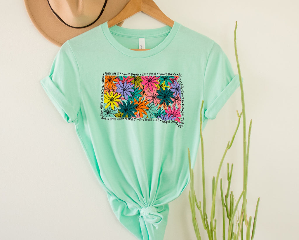 Wholesale Floral South Dakota Graphic Tee - Kelly Green