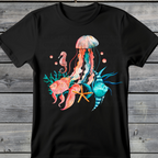 Wholesale Summer Fun Collab Graphic Tee Collection - Saltwater Sensation Black Tee
