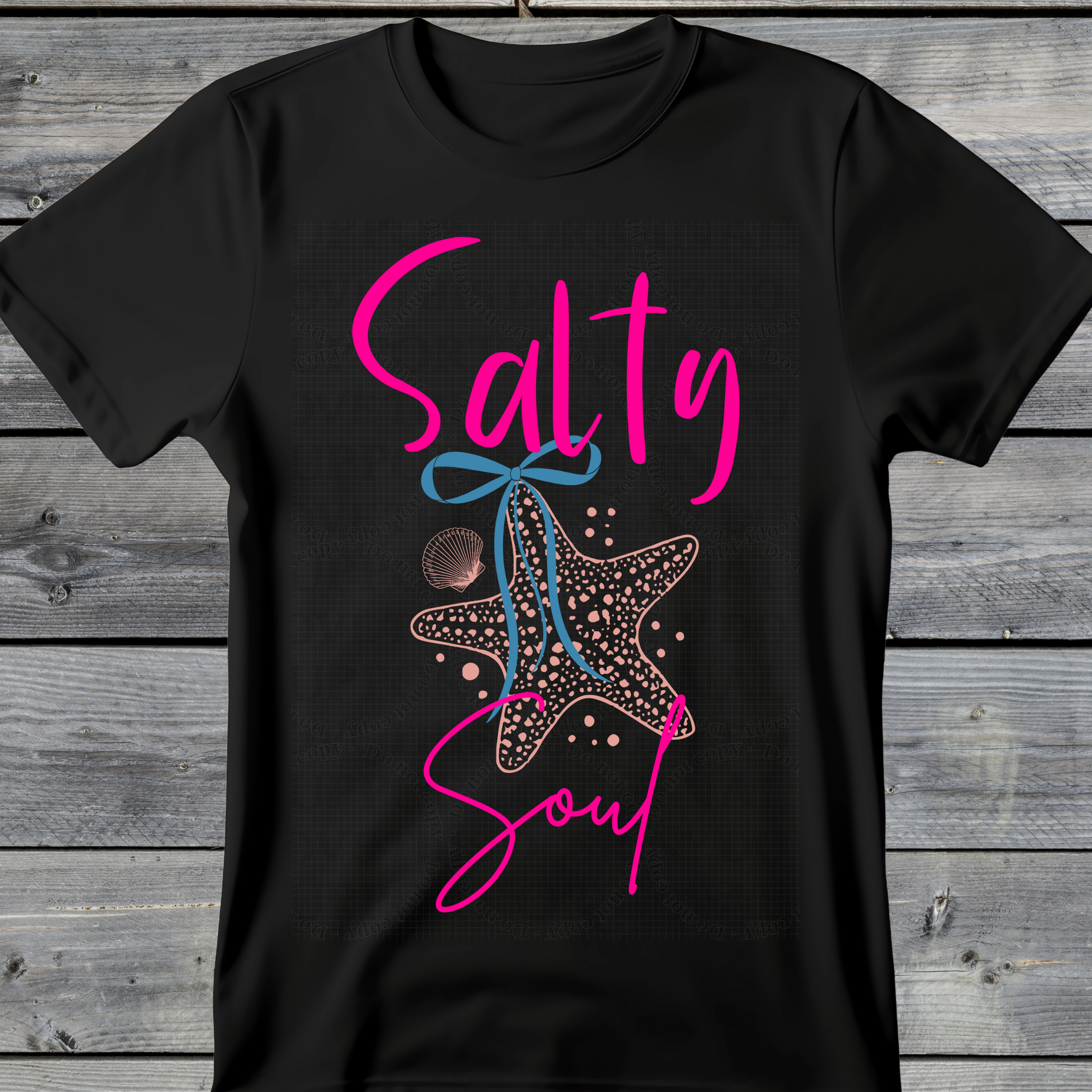 Wholesale Summer Fun Collab Graphic Tee Collection - Salty Soul Black Tee