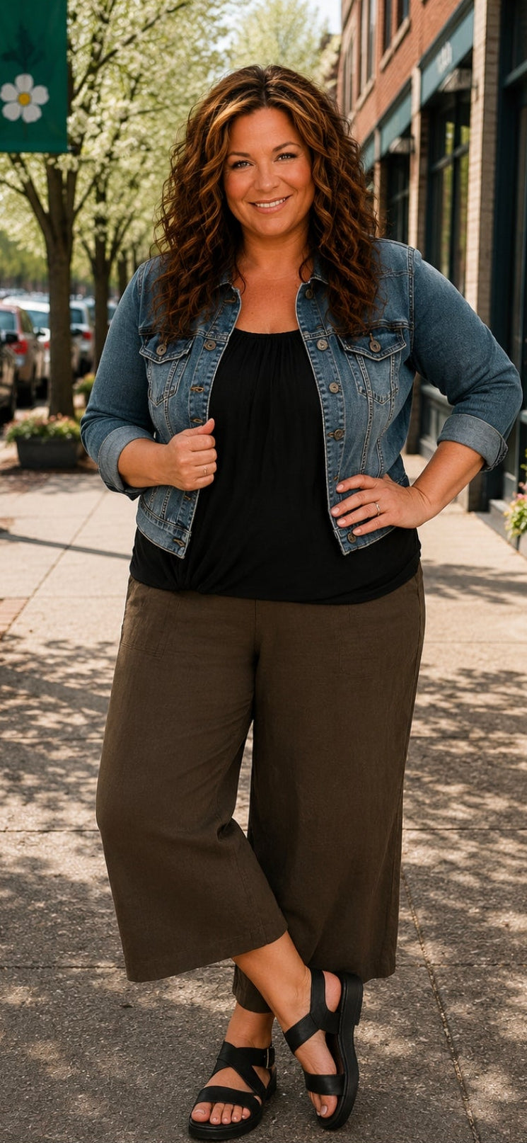 Georgia- Crop Linen Blend Pants- Olive or Black