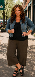 Georgia- Crop Linen Blend Pants- Olive or Black