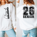 Wholesale Senior Class of 2026 Front/Back Sweatshirt - White Sweatshirt