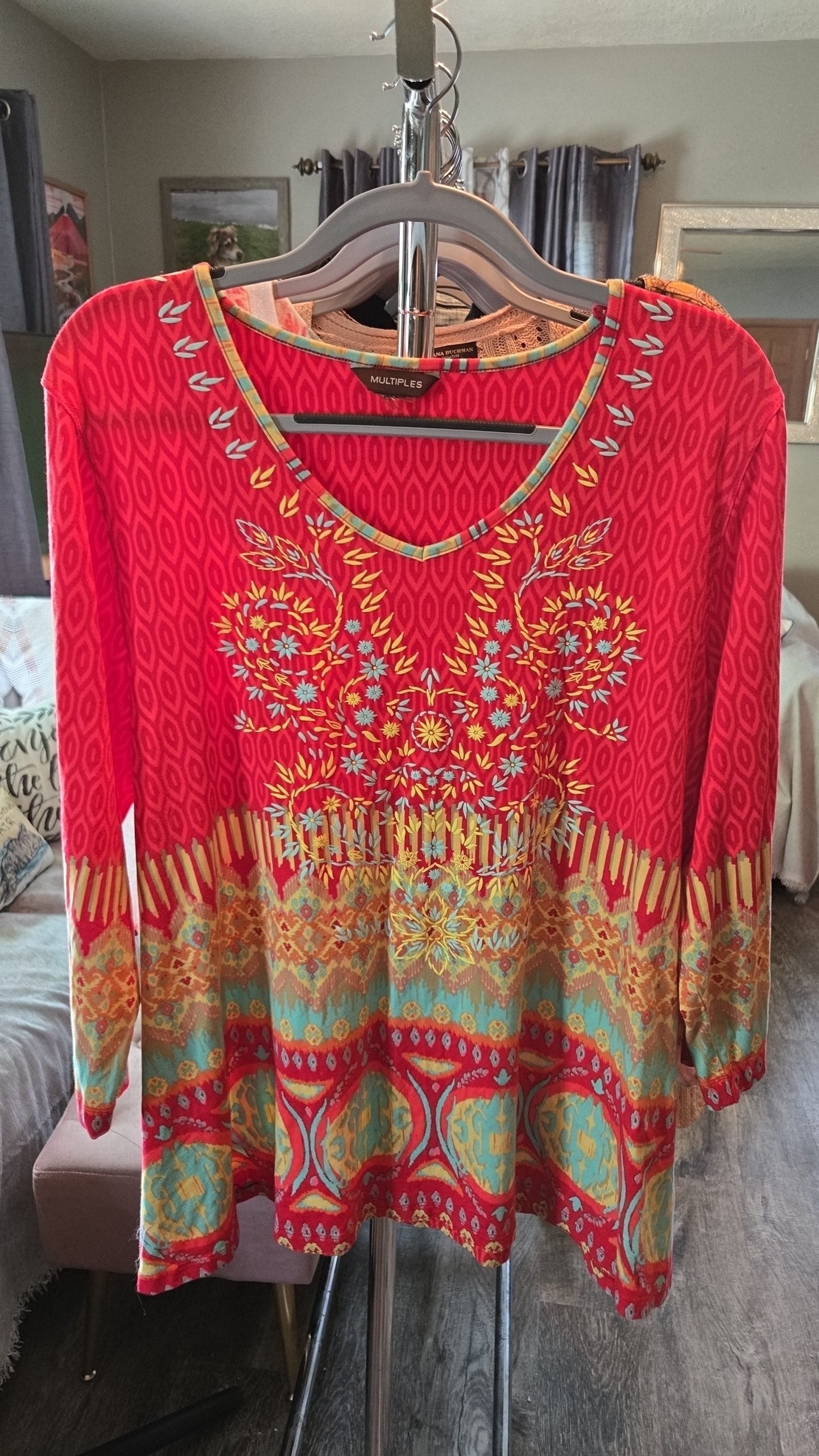 Multiple Brand Red 3/4 Sleeve Top XL Fit