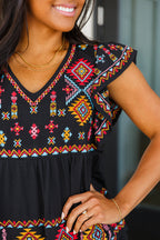 Sophia Embroidered Blouse in Black