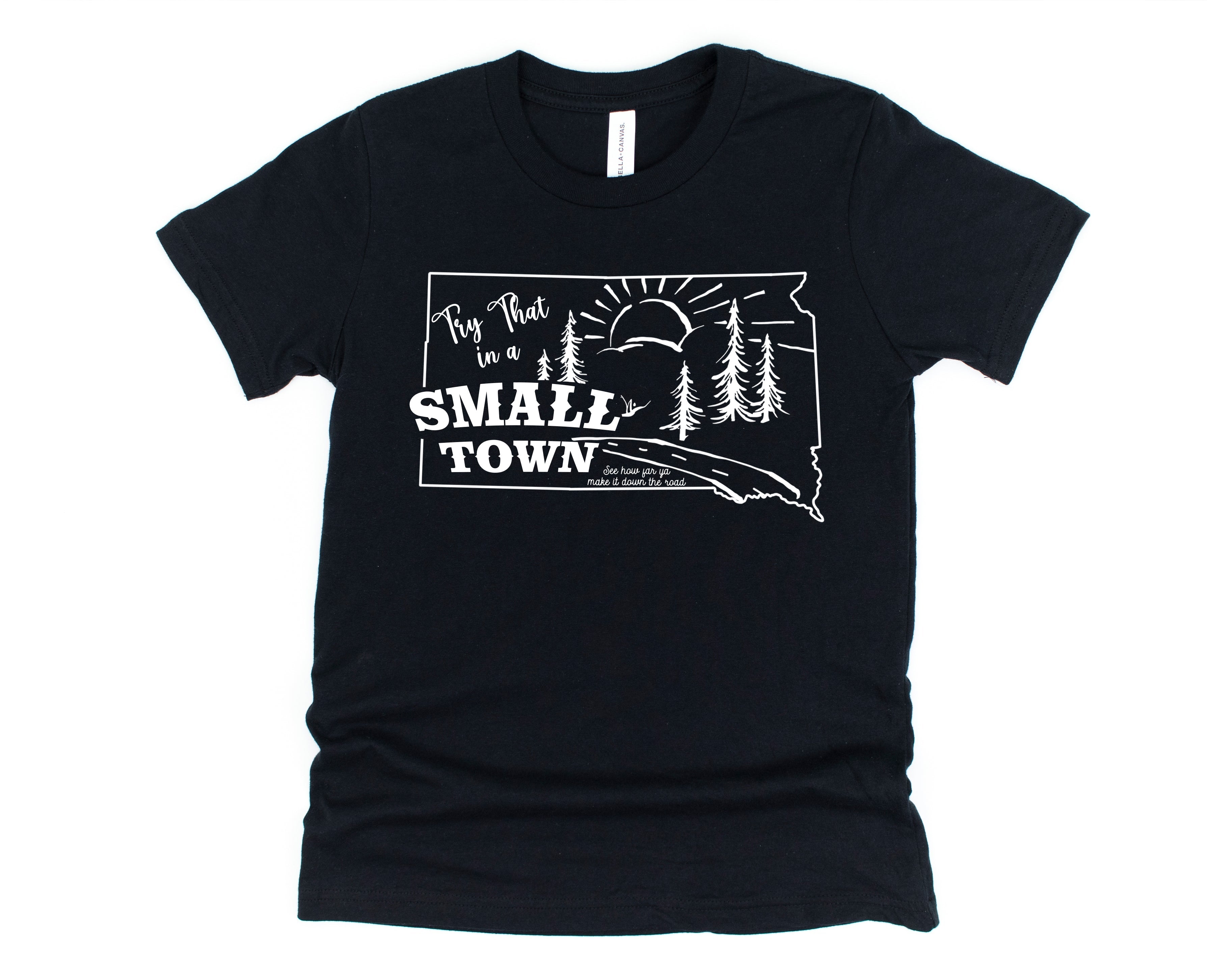Wholesale State Small Town Tees Graphic Tee - Black
