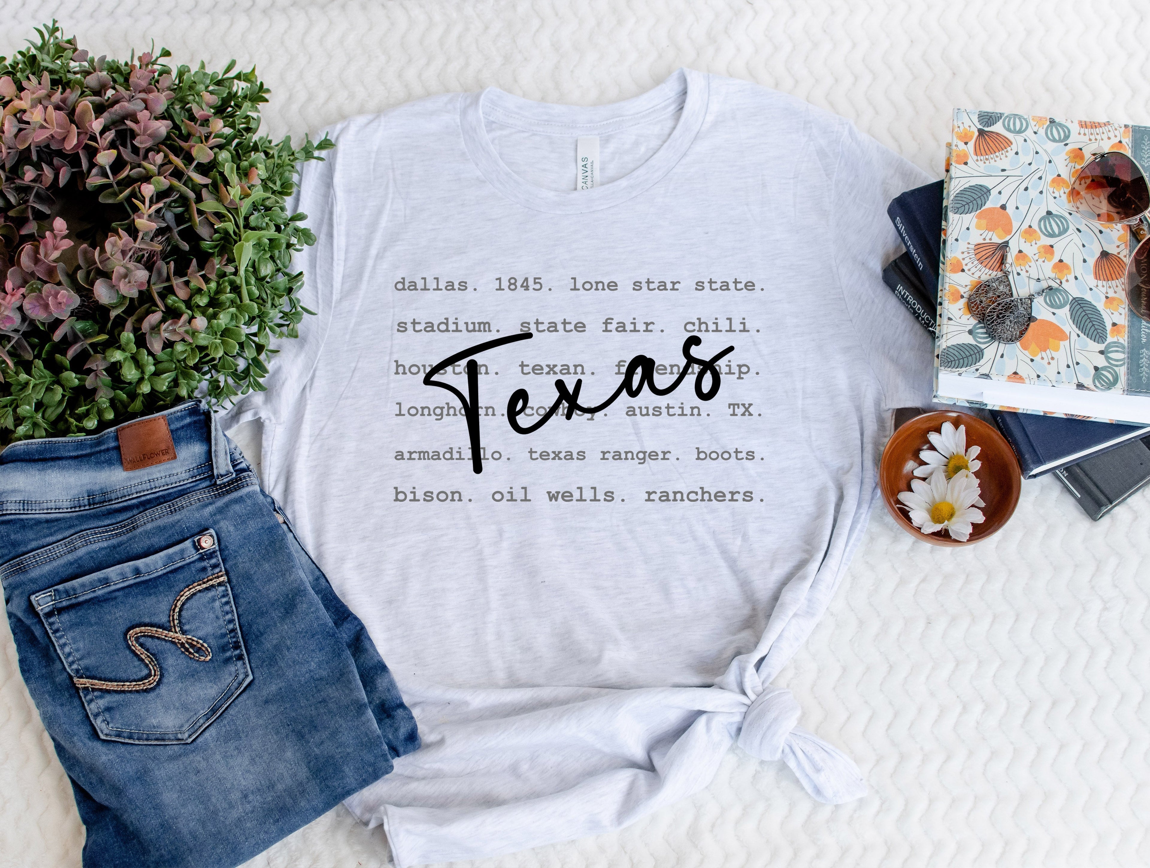 Wholesale Texas Typography Graphic Tee - Ash Tee