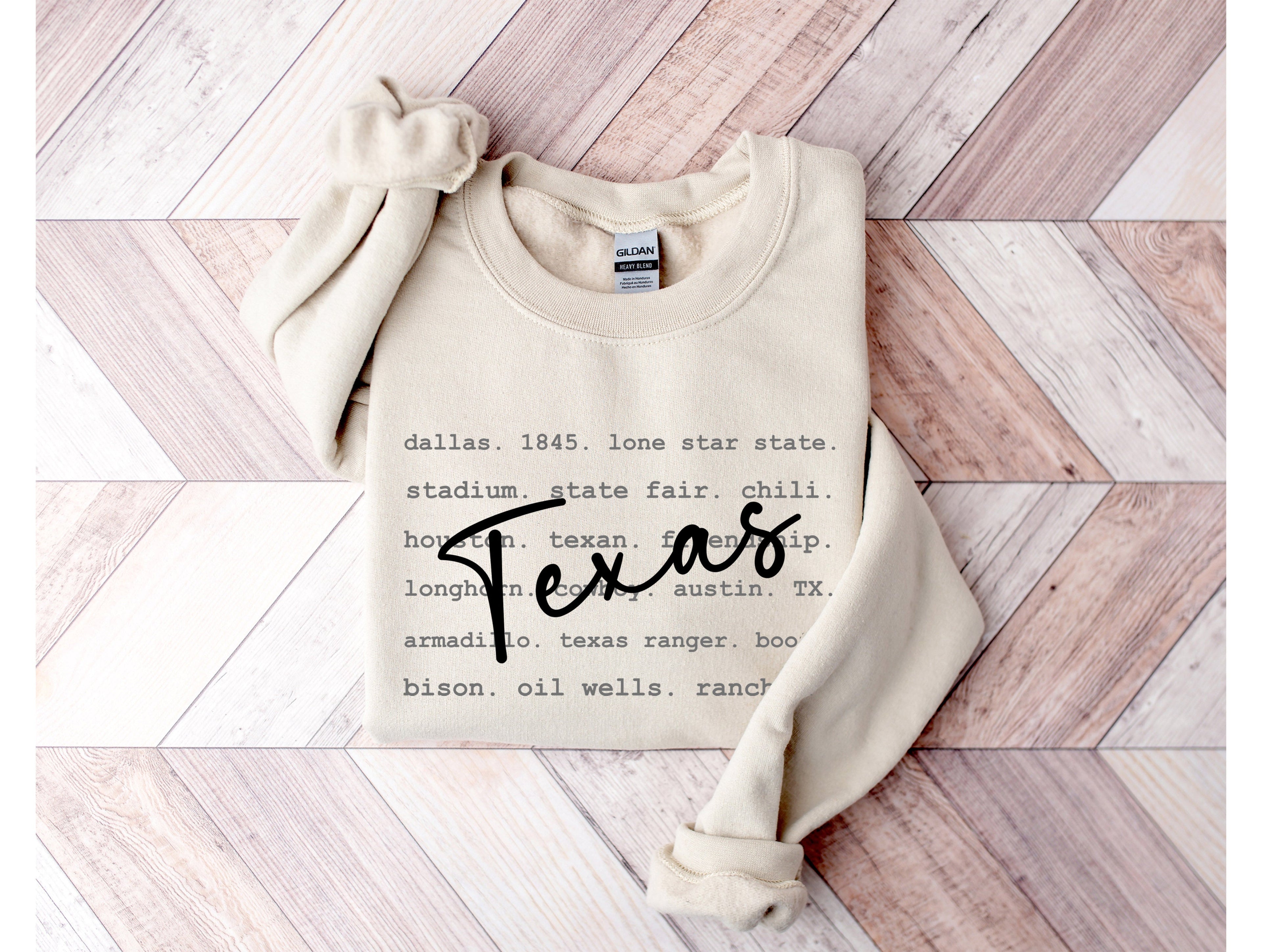 Wholesale Texas Typography Graphic Tee - White Sweatshirt