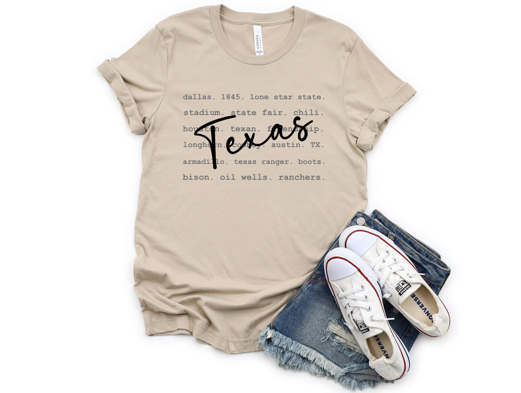 Wholesale Texas Typography Graphic Tee - Tan Tee