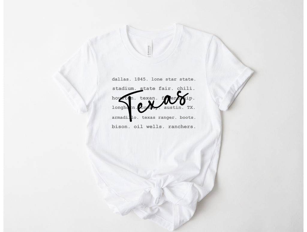 Wholesale Texas Typography Graphic Tee - White Tee