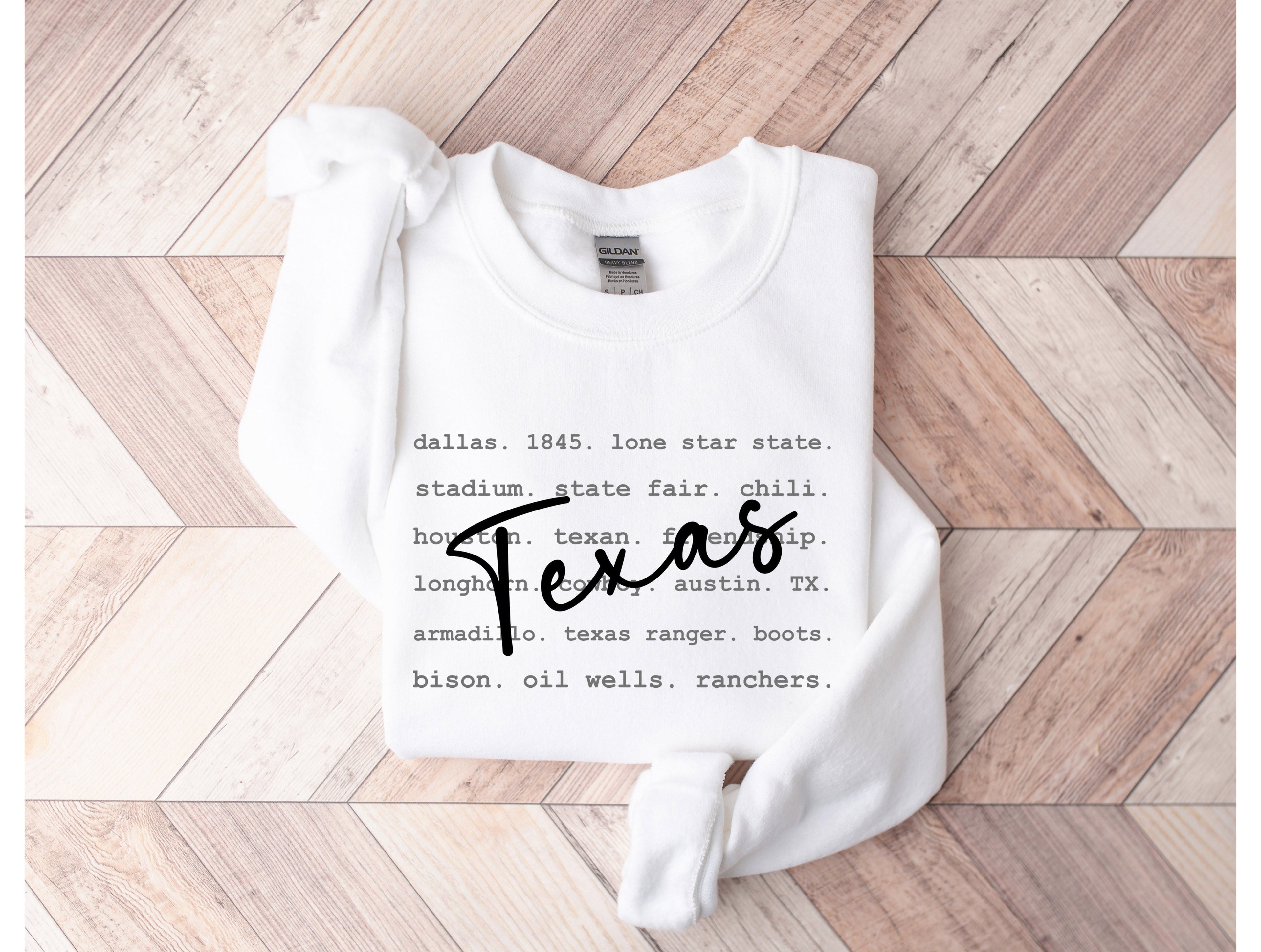 Wholesale Texas Typography Graphic Tee - Sand Sweatshirt