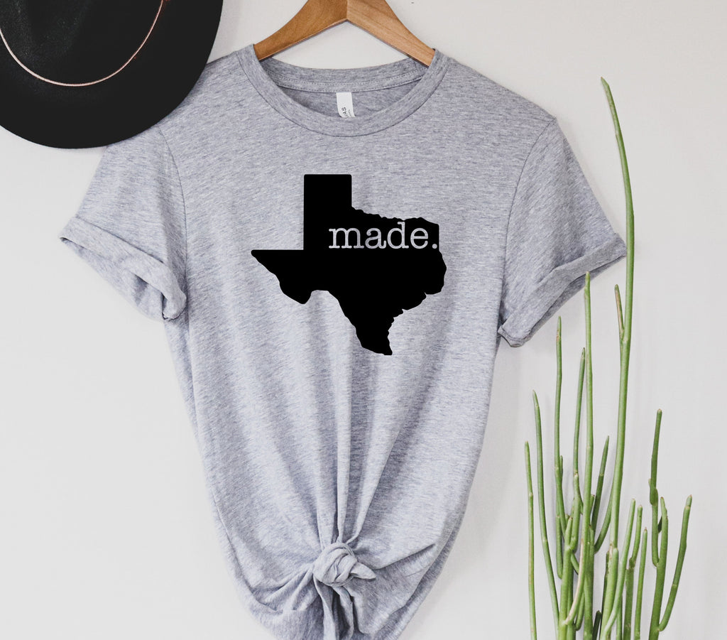Wholesale Texas Made Graphic Tee - Heather Grey
