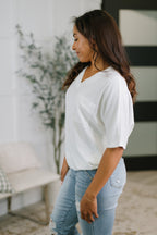 Together We're Unlimited Basic V-Neck Tee in Ivory