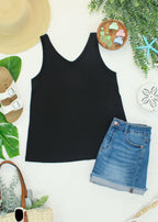 IN STOCK Vera V Neck Tank - Black