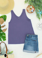 IN STOCK Vera V Neck Tank - Slate Purple