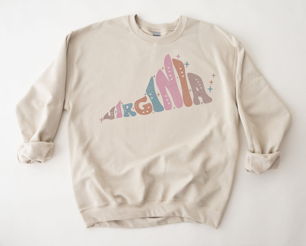 Wholesale Pastel Virgina Graphic Tee - Sand Sweatshirt