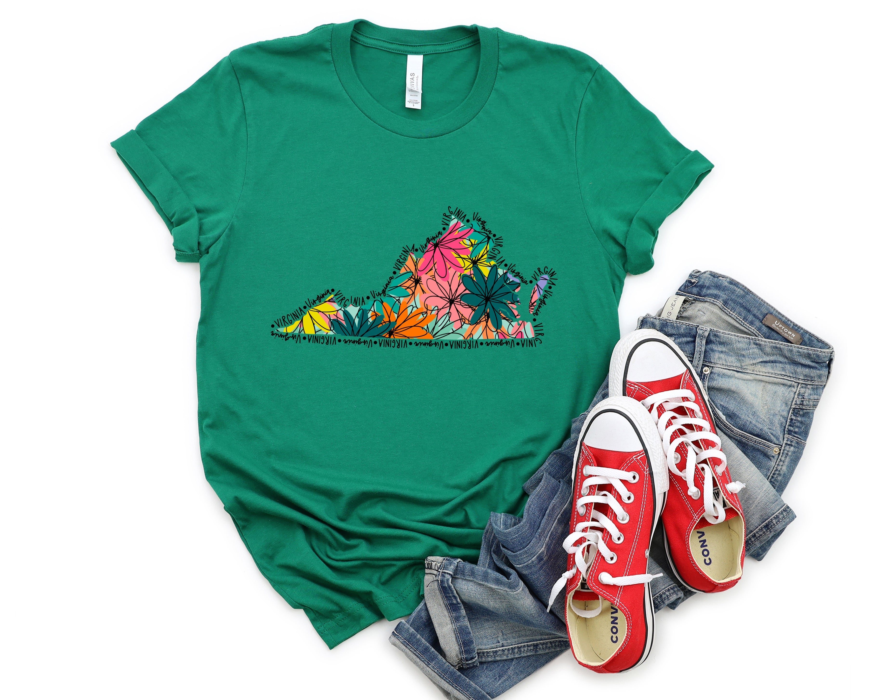 Wholesale Virginia Floral Graphic Tee - White