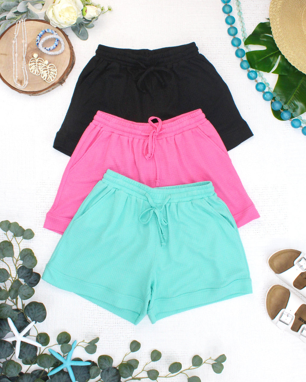 IN STOCK Weslie Waffle Shorts - Black
