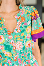 Wildflower Wish Gathered Tier Dress in Mint