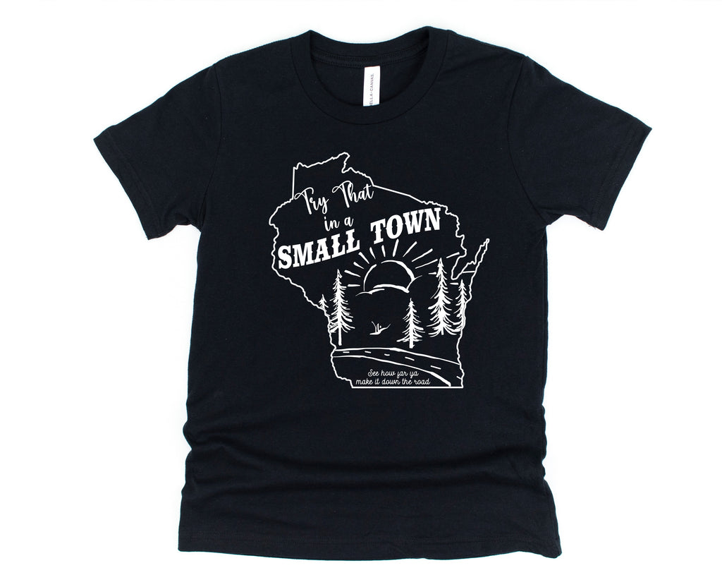 Wholesale State Small Town Tees Graphic Tee - Black
