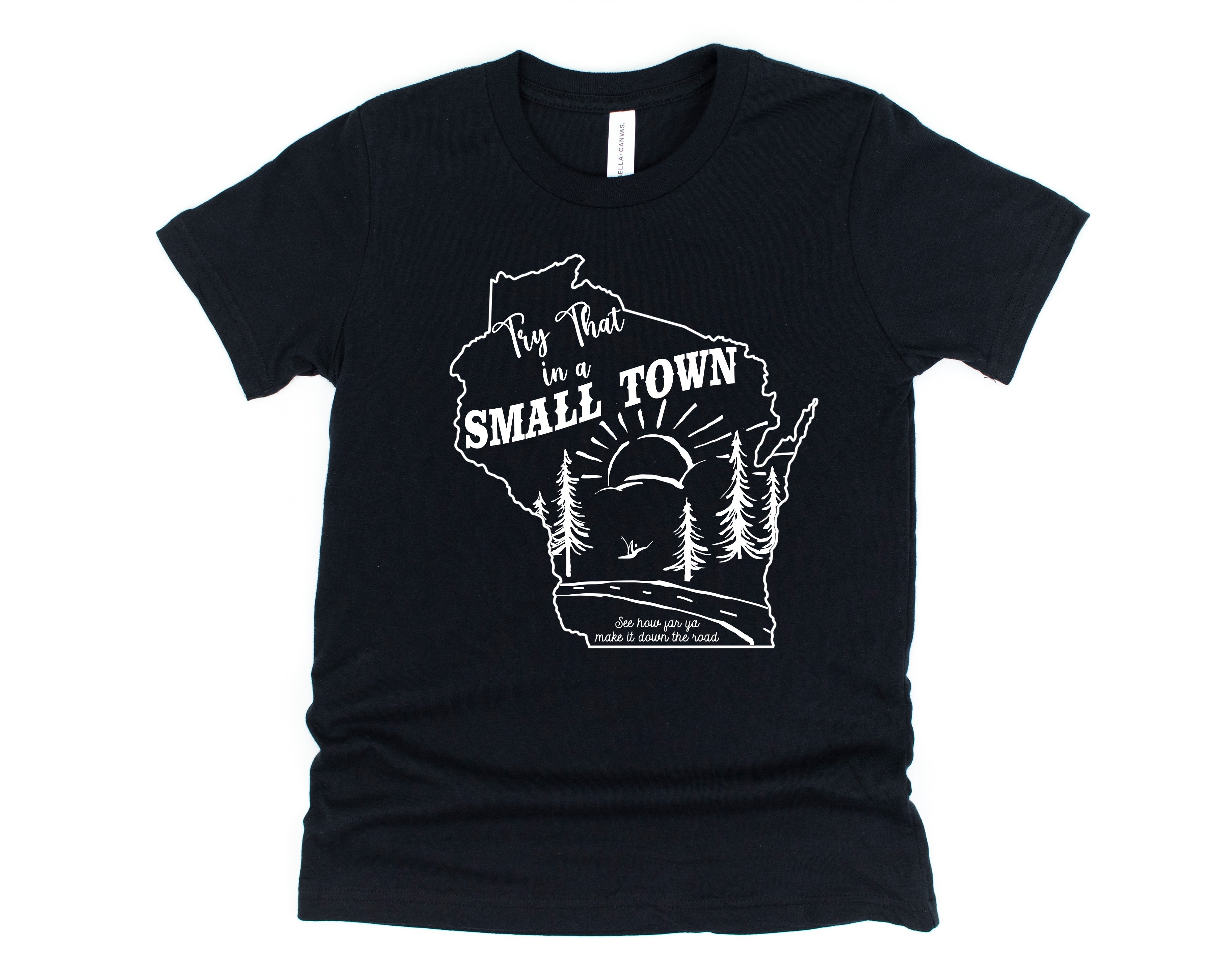 Wholesale State Small Town Tees Graphic Tee - Black